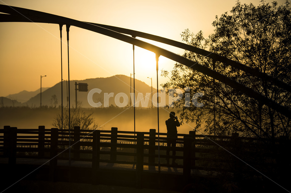 시흥갯골공원,시흥,일출,다리,실루엣,banister,난간,handrail,person,사람,human,인간,sunlight,햇빛,railing