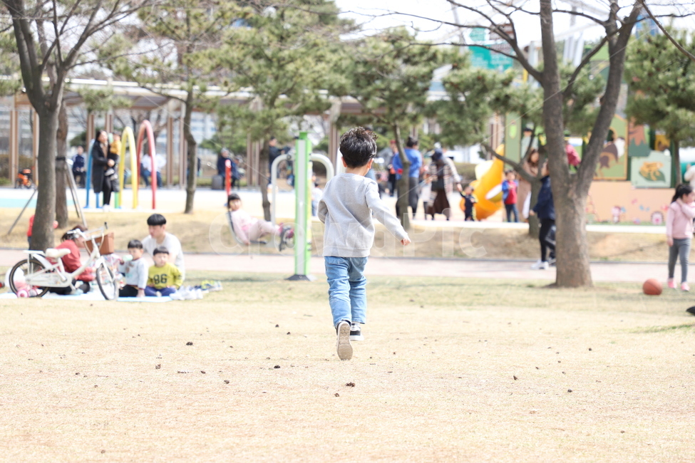 달리기,어린이,공원,맑은,봄,피크닉,뒷모습,사람,인물,인간,human,person,어린이,어린아이,child,children,kid