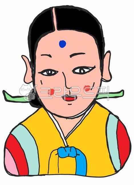 마님,한복,비녀,전통,연지곤지
