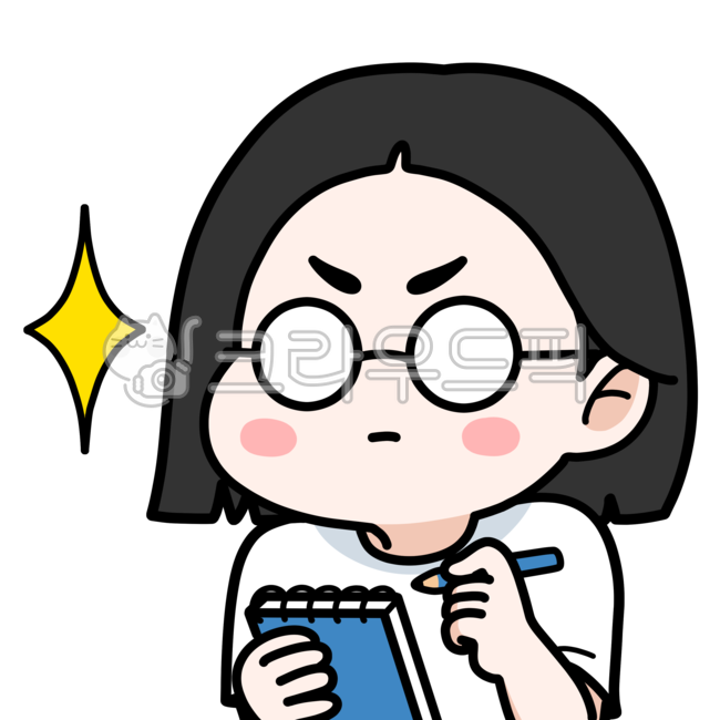 메모,공부,필기,모범생,여자,단발머리,귀여운,캐릭터,person,사람