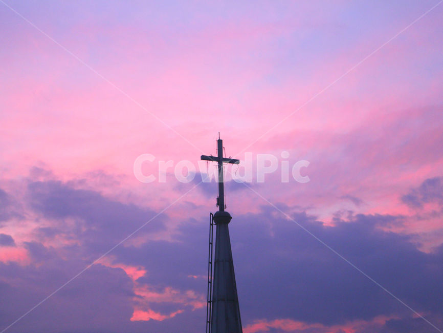교회,성당,십자가,하늘,구름,보라,여름,sky,church,violet,purple,종교,신앙,religion,belief,faith