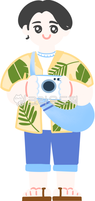 People,Man,Hawaiian Shirt,Camera,Resort Fashion,Tourism,Tourist,Bag,White T-shirt,Jeans,Slippers