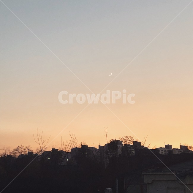달,초승달,감성,배경,노을
