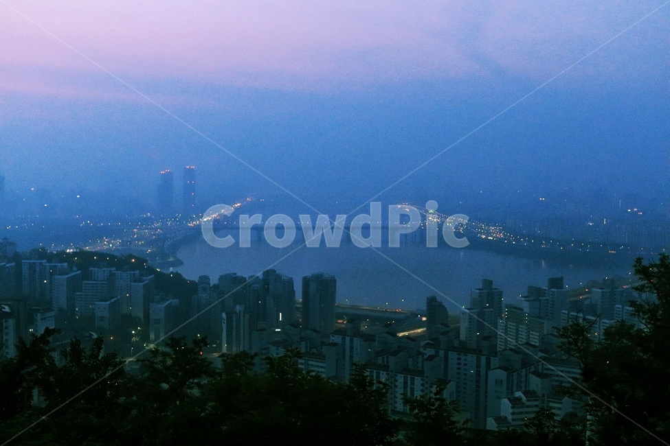 일출,미세먼지,서울,한강,다리