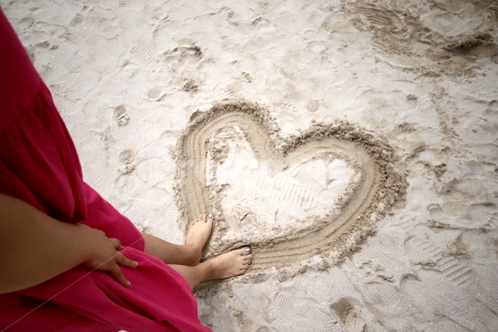 모래,하트,사랑,발,빨강,snad,heart,love,foot,red