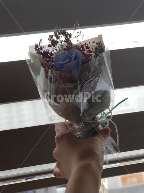 조화,꽃다발,꽃,안개꽃,선물,flower,artificialflower,손,hand,present