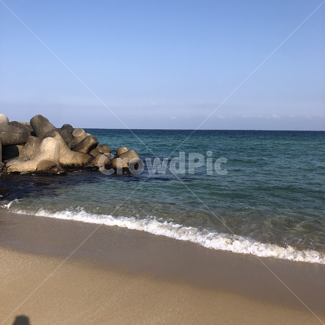 바다,사천해변,강원도,파도,하늘,자연