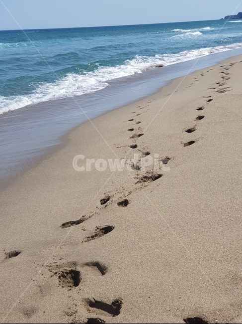 바다,발자국,풍경,자유,재미,해변,바다,beach,sea