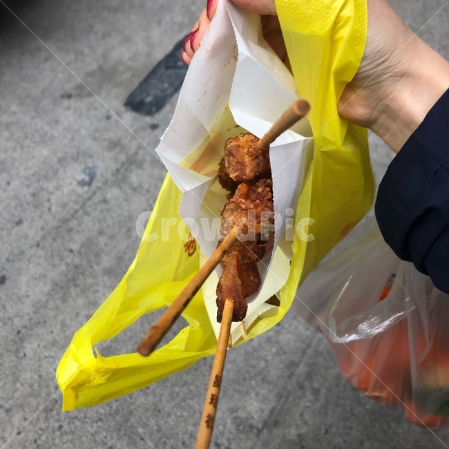 중국,상해,상하이,길거리음식,꼬치,닭꼬치