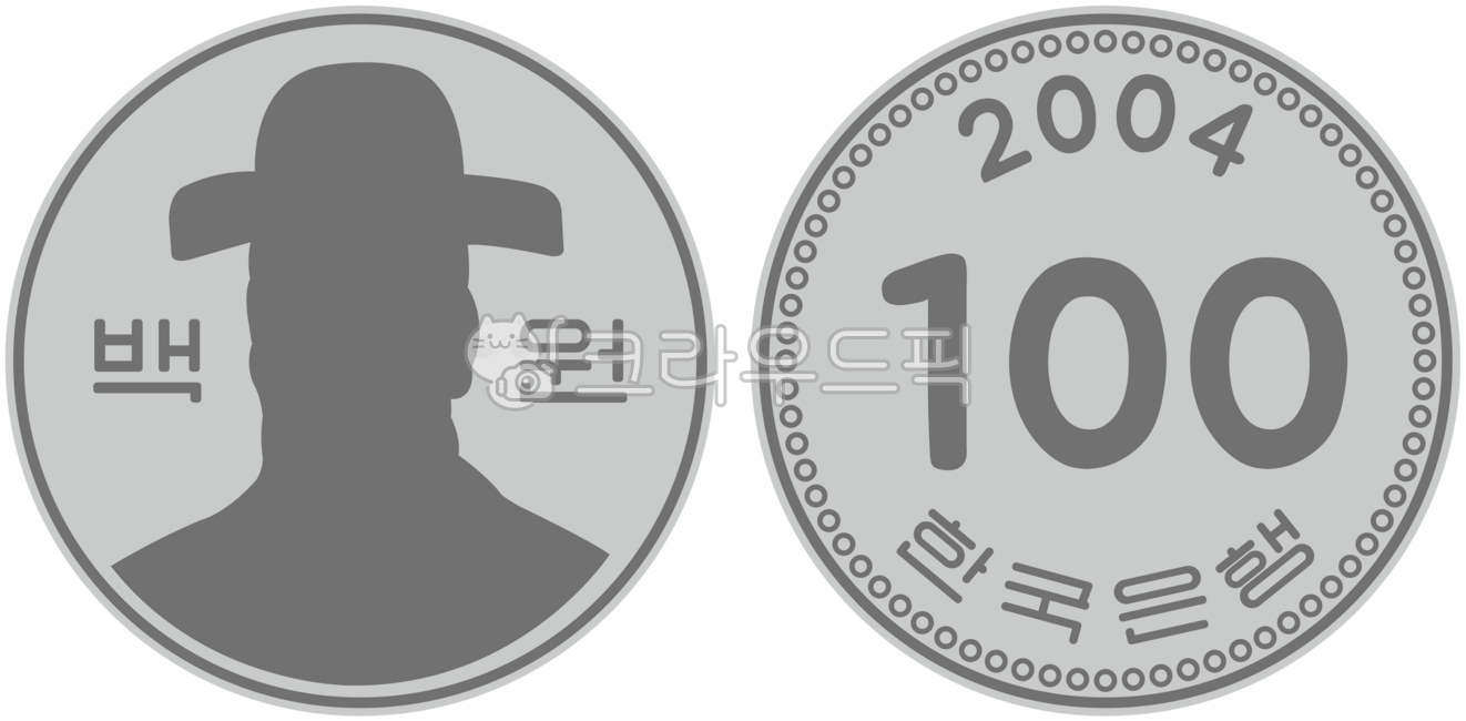 백원, 100원, 동전, 100원동전, 100, 사진,이미지,일러스트,캘리그라피 - daisymin작가