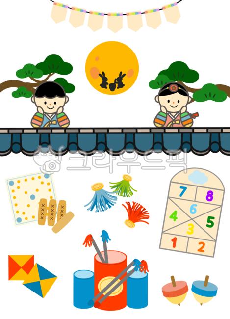 전통놀이,명절,설날,추석,우리나라,한복,윷놀이,제기차기,팔방놀이,딱지치기,투호놀이,팽이놀이,기와