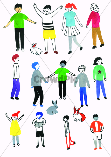 물감그림,손그림,watercolor,people,handdrawing,사람,소년,boy,소녀,girl,어린이,child,children,kid,young,little,여자,woman,인간,person,human,어른,adult,남자,man,토끼,rabbit
