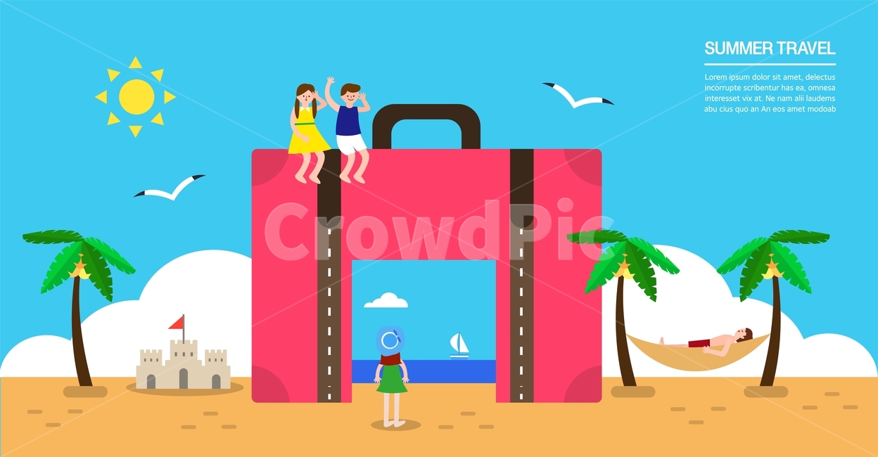여름,여행,가방,해먹,일러스트,배너,배경,백그라운드,팝업,여름,계절,summer,season,여행,휴가,traveling,vacation,trip,그래픽,일러스트레이션,graphic,illustration