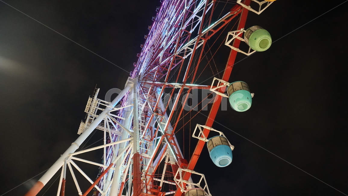 관람차,야간,풍경,일본,오다이바