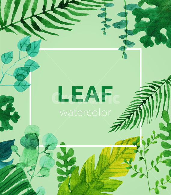 나뭇잎,수채화,프레임,열대잎,여름잎,식물,자연,plants,nature,그래픽,일러스트레이션,graphic,illustration