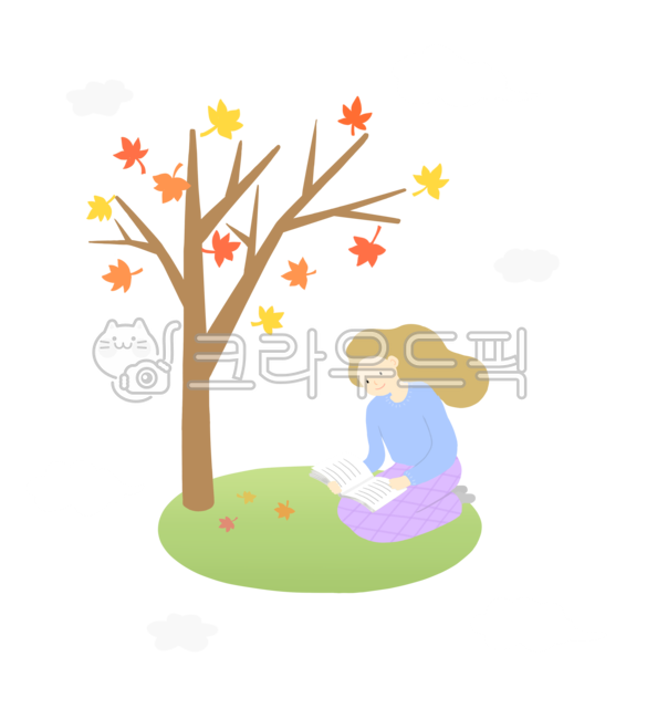 person,reading,9월,가을,독서,독서의계절,계절,시즌,단풍,단풍나무,나무,낙엽,하늘,구름,책,책읽는,사람,여자,10월,천고마비,사람일러스트,독서일러스트,season,autumn,illustration,people,book,maple,tree,cloud,손그림,일러스트,알록달록,빨강,노랑,초록,누끼,누끼제거