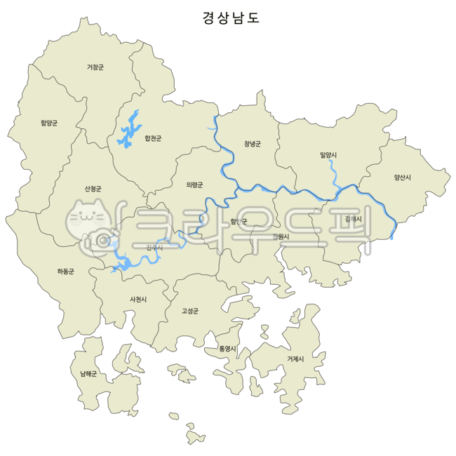 경남지도,경상남도지도,경남,경상남도,시군경계선,지도,경남지역,경남지자체,남강,합천호,경남행정지도,경남도