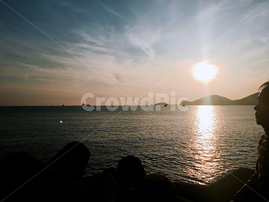 노을,부산바다,바다,산,경치,부산
