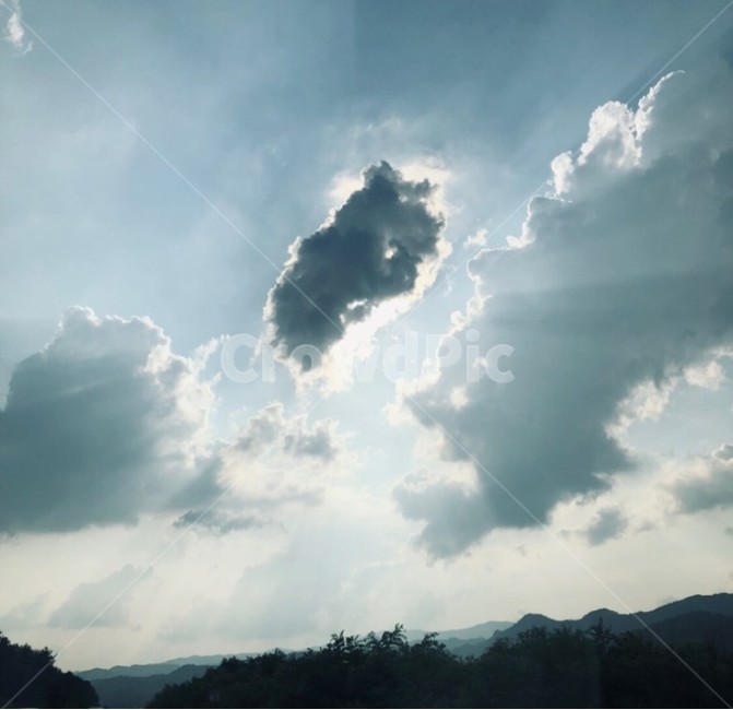 서광,하늘,풍경,구름,산,배경