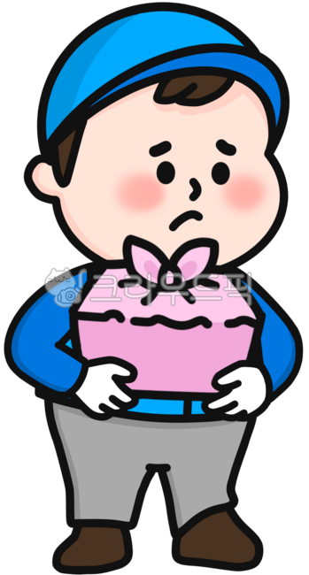 택배기사,배송기사,운송기사,선물상자,택배,배달기사,파란조끼,파란모자,파란,귀여운,아기자기한,택배기사캐릭터,선물배송,울상,슬픈,걱정스러운