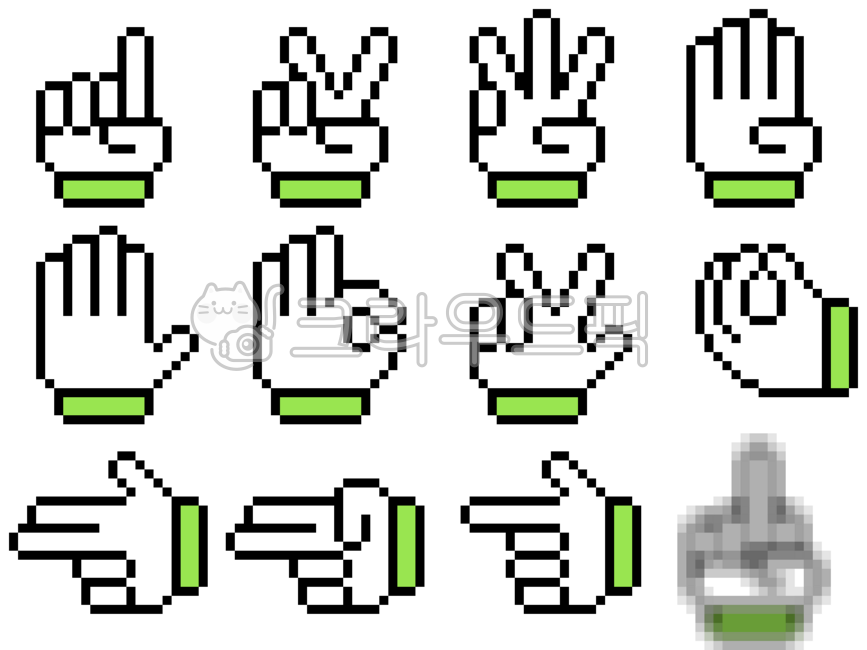 굿노트스티커,스티커,픽셀,아이콘,손동작,손모양,손가락제스처,숫자