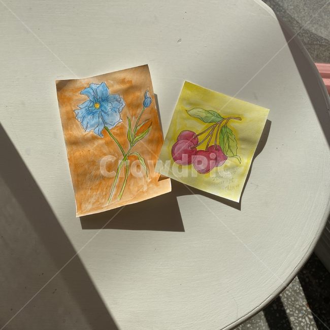 물감,미술,그림,수채화,꽃,과일