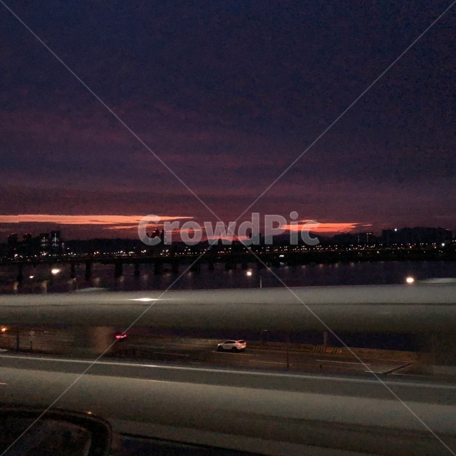 freeway,road,dawn,노을,sky