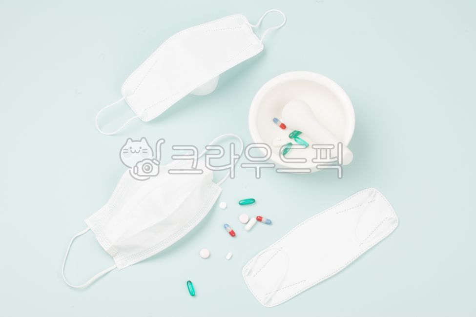 약,알약,유발,파란색,배경,배경지,백그라운드,그릇,의학,약학,약물,약품,보건,의료,치료,마스크