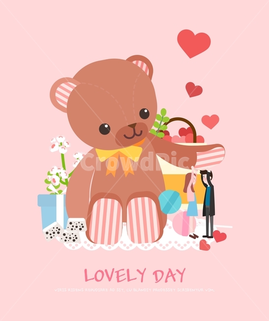 couple,gift box,Valentines Day,Teddy bear,flat design,Anniversary,illustration,chocolate