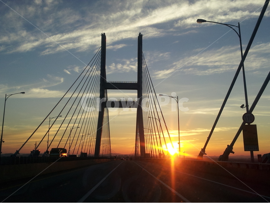 서해대교,교량,일출,가을,풍경,교통,교통수단,traffic,transportation