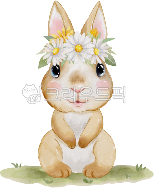 토끼캐릭터,토끼,수채화,그림,일러스트,토끼그림,동물,귀여운,캐릭터,그래픽,디자인소스,유치원,그림소스,어린이집,토끼띠,동물그림,데이지,꽃,식물,풀밭,잔디,동물,animal,포유류,mammal,그래픽,일러스트레이션,graphic,illustration
