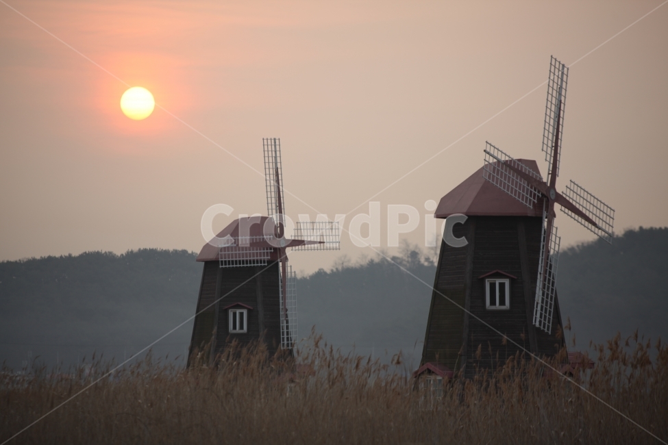 풍차,새벽,windmill,dawn,풍경,landscape,평화,소래생태습지공원,소래포구,안개,fog,태양,sun,억새풀,자연,풍경,nature,landscape,한국자연풍경,한국자연경관,korea nature landscape,outdoors,옥외