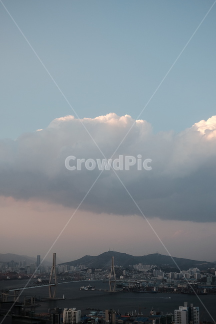 부산,다리,조감도,outdoors,landscape,경치,weather,구름