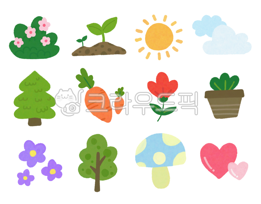 icon,soil,sun,petals,Sticker,cloud,spring,leaves,grass,hearts,weather,dakku sticker,sky,sprout,hand drawing,png,tree,flower pots,good note sticker,leaf,flower,mushrooms,sunlight,Dakku,plant,illustration,diary decoration,carrot