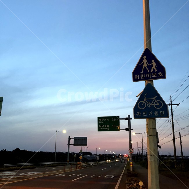 노을,하늘,바다,도로,저녁도로,저녁노을