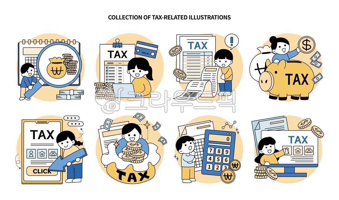 Comprehensive income tax,tax,small business owner,self-employed,freelancer,tax payment,graph,economy,finance,illustration,person,character,credit card,card,cell phone,smartphone,mobile,calculator,calculation,magnifying glass,coin,curr