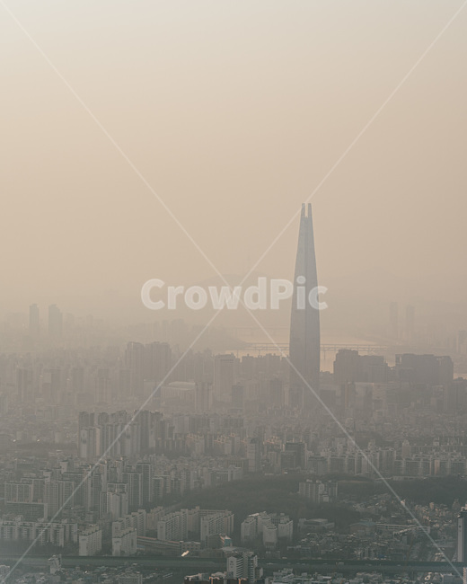 대기,미세먼지,먼지,대기질,pm25,pm10,공기,도시,서울,seoul,송파,잠실,롯데타워,황사,건물,building,중심지,분진,아황산가스,질소,산화물,납,오존,일산화탄소,초미세먼지,극미세먼지,에어로졸