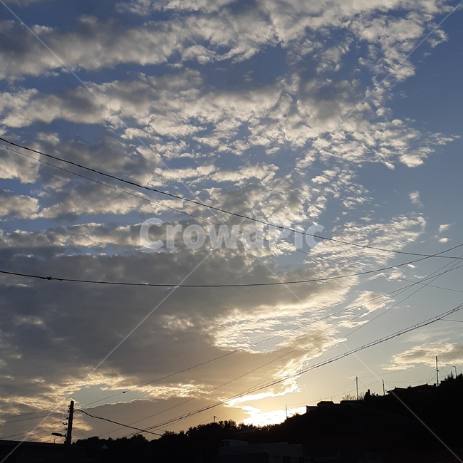 구름,하늘,노을,저녁노을,맑음,자연,풍경,nature,landscape,cable,케이블,power lines,전력선,electric transmission tower,송전탑