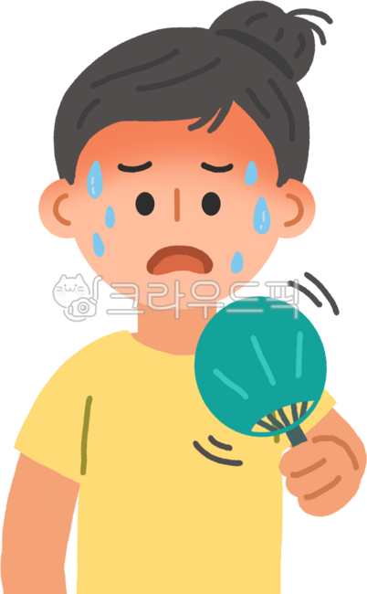 더위,더워하는여자,땀,부채,여름,여자,일러스트,감정표현,캐주얼,스트레스,더위스트레스,땀흘리는,더운날,선풍기,여름일상,여름감성,일상,일러스트레이션,png,배경투명