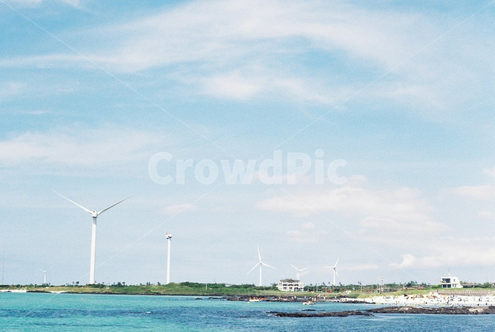 바다,풍력발전,어촌,수평선,풍차,제주도,jeju,jeju island