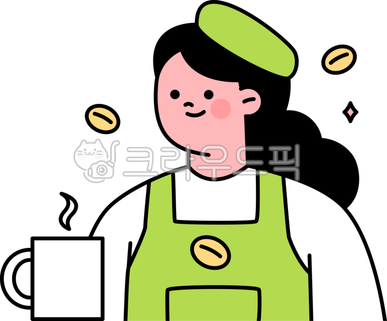 Cute,simple,simple,illustration,people,outline,occupation,work,worker,labor day,worker,uniform,part-time job,cafe,part-time job