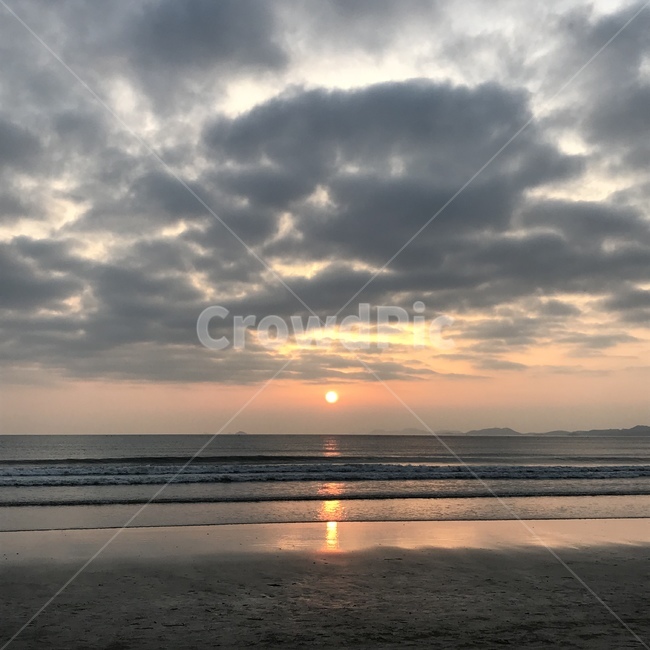 석양,해변,바다,해수욕장,일몰,하늘,구름