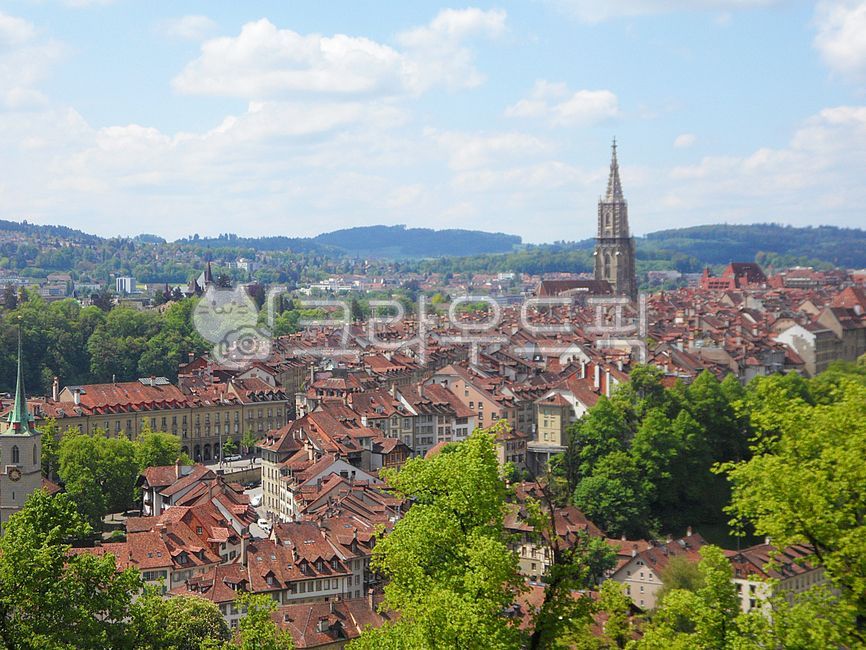 Bern,Foreign city scenery,city,church,clouds,Swiss,building,cloud,Overseas cityscape,bern,road,steeple,spire,medievalcity,cityscape,tower,architecture,sky,roof,town,world cultural heritage,switzerland,medieval city,panorama,redroof,outdoors,road name,over