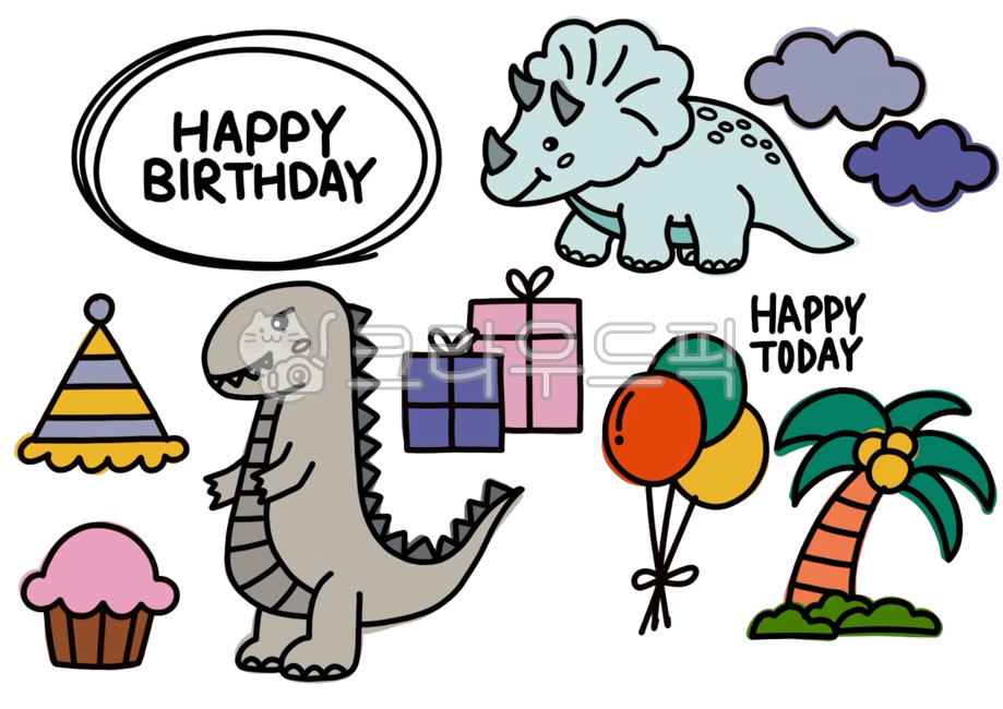 gift,balloon,Decorating a diary,Anniversary pick,sticker,birthday party,Tyrannosaurus,Birthday pick,palm tree,pick,diary sticker,dinosaur