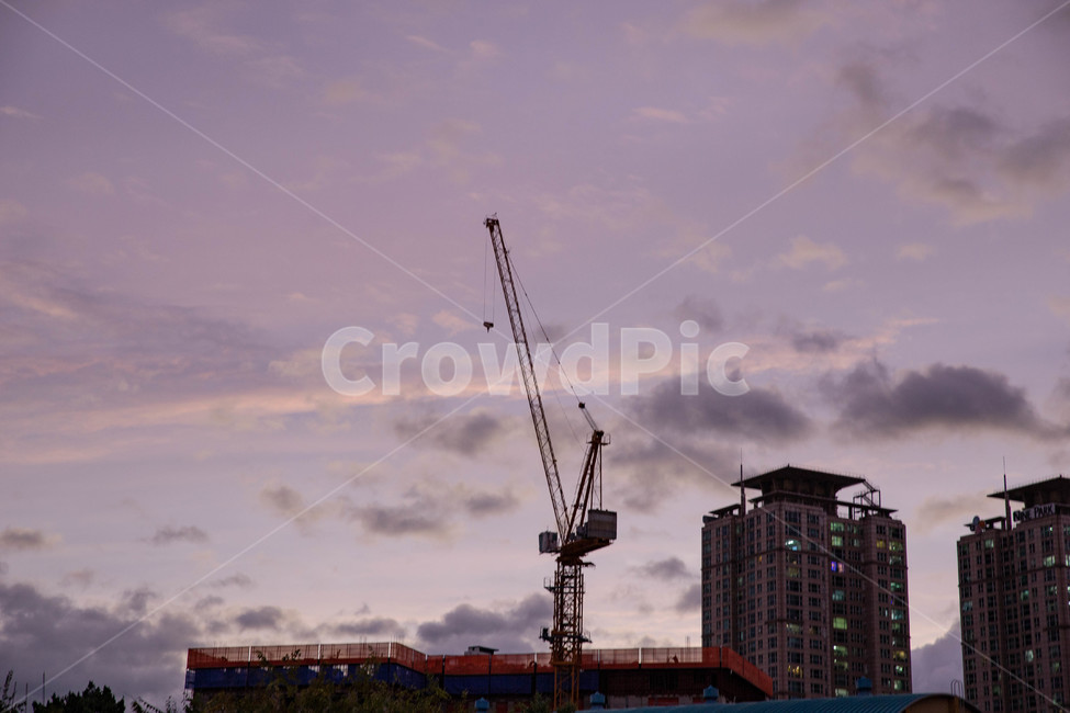 기중기,건설,노을,하늘,저녁,constructioncrane,건설크레인,건설업,건축업,construction industry