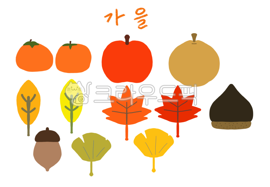 아이콘, 가을, 감, 배, 과일, 사진,이미지,일러스트,캘리그라피 - hoing작가