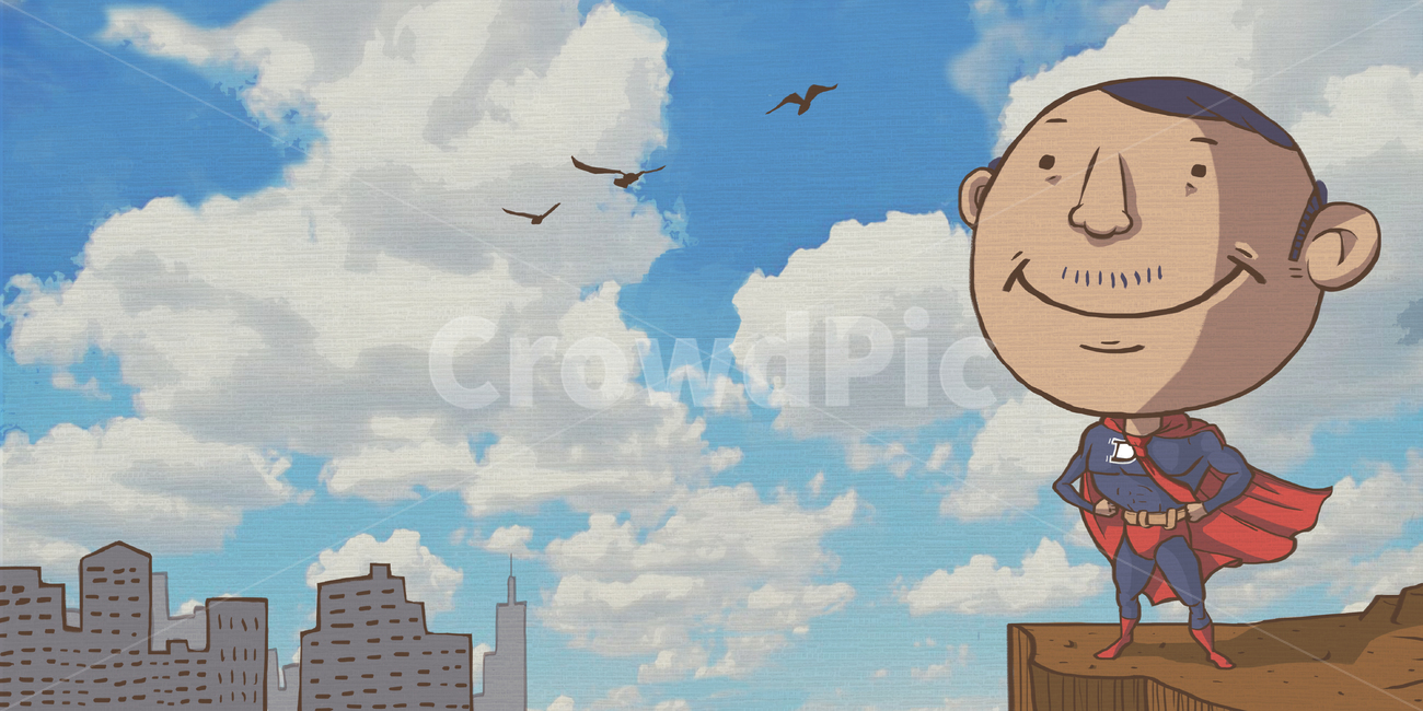 슈퍼맨,poster,파란하늘,손그림,일러스트,illustration,동그란얼굴