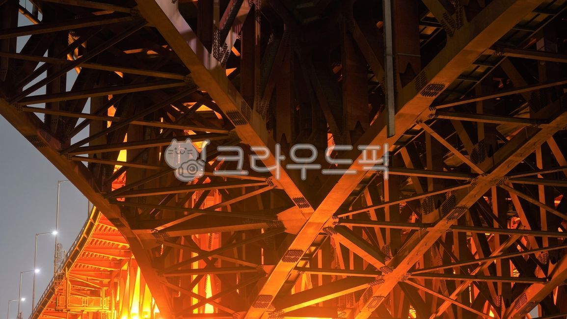 night view,Han River Bridge,pier,structure,truss