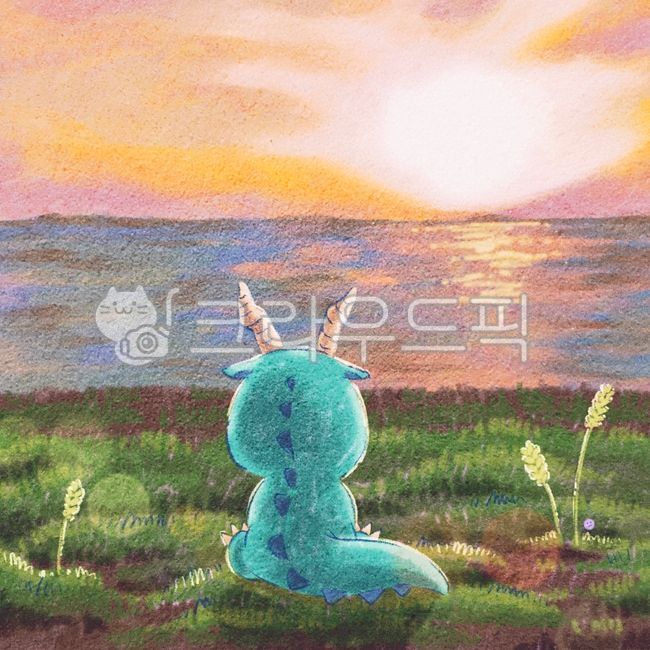 일러스트,자연,동물,귀여운,몽환적인,감성적인,동화,삽화,풍경,푸른용,용,드래곤,일출,일몰,그림,illust,손그림스타일,감성일러스트,심플한디자인,drawing,aestheticillustration,warmtone,cozyillustration,minimaldesigh,backgroundelement,handdrawnstyle,flatdesign,tinyobjects