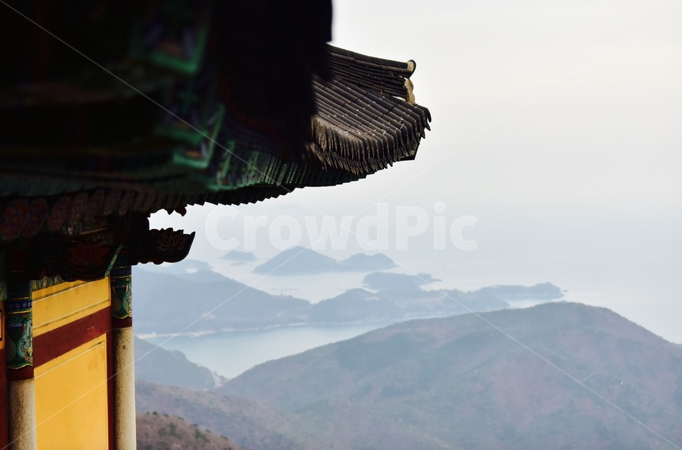 경상남도,경남,남해,보리암,전경,풍경,전망,다도해,절,사찰,처마,기와,절간,한국전통,한국문화,korean traditional,korean culture,건축물,건물외관,exterior,building,structure,architecture,construction